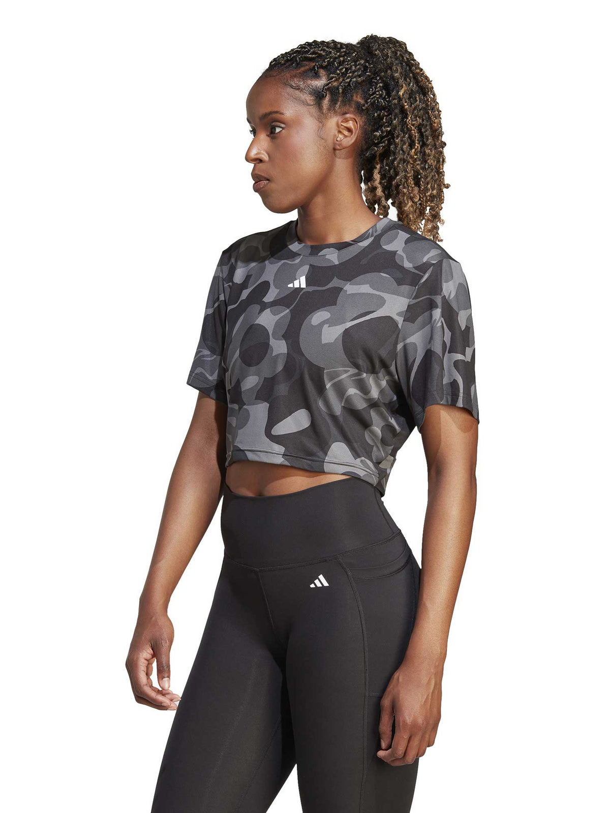 ADIDAS PERFORMANCE Тениска Train Essentials AOP Floral Print Crop